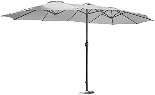 Harrier 4.6m Double-Sided Garden Parasols with Optional Cover & Base Weights - UV Protection & Easy Setup