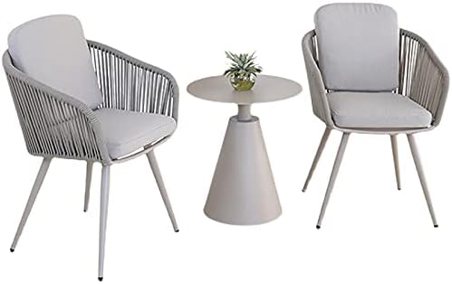 3 Piece Patio Bistro Set - Outdoor All Weather Woven Rope Patio Furniture Sets with Cushions - Patio Conversation Set for Balcony, Garden, Balcony, Deck, Backyard