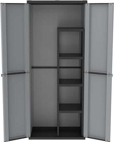 Terry, Jline 368, 2 Door Cabinet with 1 Internal Shelving and 4 Shelves - 68x37.5x163.5 cm