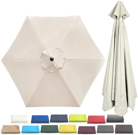6.5ft 9ft 10ft Patio Umbrella Top Canopy Replacement Cloth,6 Ribs 8 Ribs Outdoor Market Table Pool Garden Umbrella Canopy Covers(Coffee color,2.7m 9ft(6-ribs))