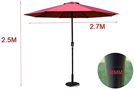 Garden Umbrella Parasol Outdoor Parasol Garden Umbrella | 2.7M |With Crank Round Uv Protection Anti Light Rain, Compact Sun Shade For Beach Gazebo Balcony Terrace Coffee Table Fishing Market