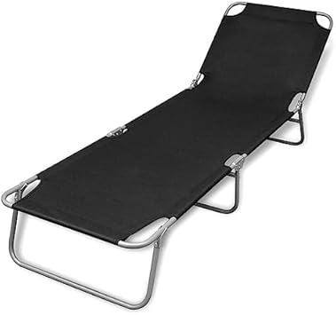 Lounge ChairTanning Chair,Folding Sun Lounger Powder-Coated Steel Black,Outdoor Chaise Lounge Folding,Summer Patio Furniture