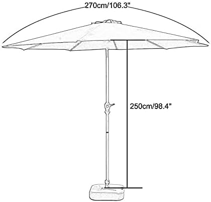 Parasol Umbrella Patio Umbrella Black, Large Sun Shade Umbrella Outdoor Table Umbrella for Rooftop Gazebo, Gives Effective Shade From the Sun