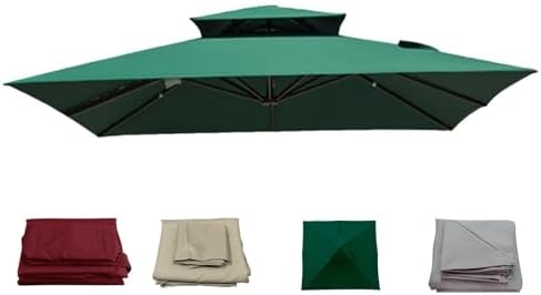 300x300cm Square Parasol Replacement Cover Waterproof Garden Canopy for Patio Pool Market Durable 8 Strut Gazebo Top 3x3M Green Outdoor Umbrella Canopy