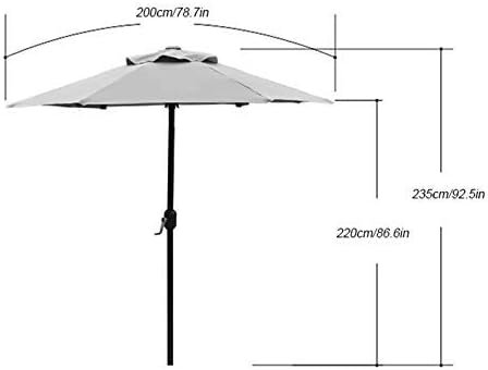 Parasol Umbrella Brown Windproof Patio Umbrella, Perfect Outdoor Table Umbrella with Crank Lift Handle, 6.6 Feet for Gazebo Dock, UV Protection (Color : Without Base)