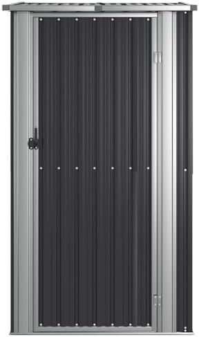Garden Shed Anthracite 118.5x97x209.5 cm Galvanised Steel,Garden Shed, Metal Shed Tool Storage House with Floor Foundation and Lockable Double Doors