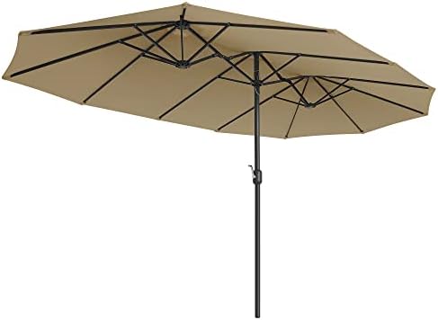 SONGMICS 460 x 270 cm Double-Sided Parasol Umbrella, Extra Large Garden Patio Parasol, Twin Sun Shade Canopy, UPF 50+ Protection, Crank, for Market Outdoor Garden Terrace, No Base