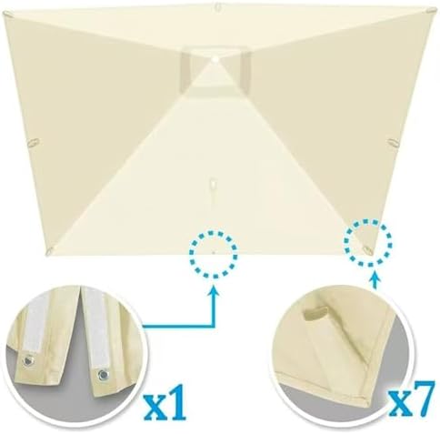 Replacement Canopy for Square Cantilever Umbrella - UV-Resistant Patio Pool Parasol Cover, Durable Offset Umbrella Top for Outdoor Yard Use