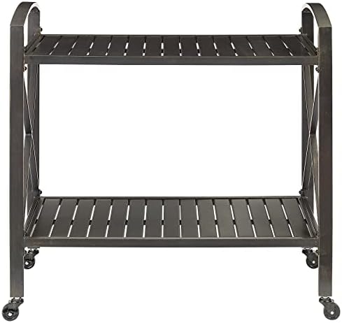 Crosley Furniture CO7390-BZ Kaplan Outdoor Metal Bar Cart, Oil Rubbed Bronze