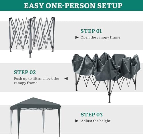 YITAHOME 3x3Meter Instant Heavy Duty Pop Up Gazebo, Folding Garden Camping Party Tent Canopy Marquee with Roller Bag, Stakes and Ropes for Patio Markets Beach (Grey)