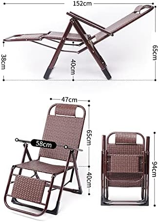 Adjustable Folding Chaise Lounge Chair - Portable Zero Gravity Recliner with Pillow for Outdoor Pool, Beach, Patio & Lawn - Durable Steel Frame & Woven Rattan (Brown)