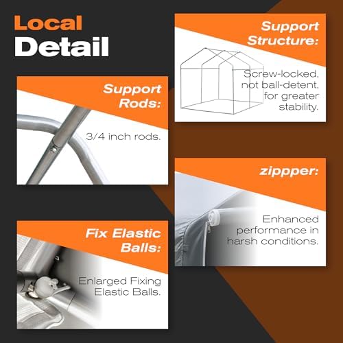 Outdoor Bike Shed, 8 x 6 ft Motorcycle Storage Shed - Storage Shed with Roll-Up Door and Ventilation Window, Waterproof and Windproof PE Tarpaulin Tool Shed, Garden, Backyard, Portable Small Shed