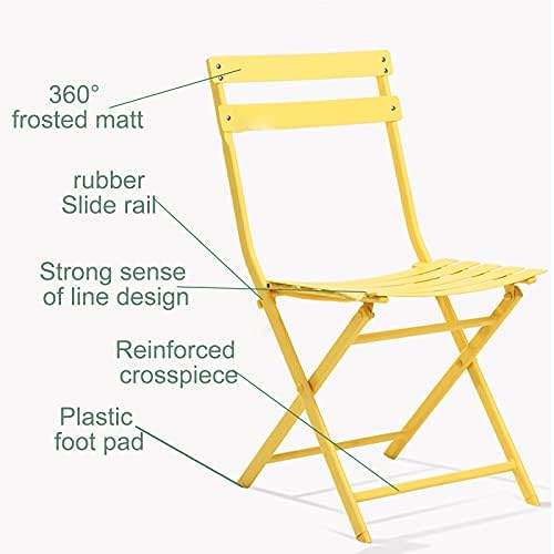 3 Piece Bistro Set - Foldable Patio Table and Chairs with Weather-Resistant - Outdoor Metal Patio Furniture Sets for Yard or Backyard