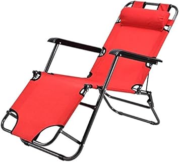 Sun Lounger Garden Chairs Office Nap Folding Bed, Home Rest Recliner Cool Breathable Oxford Portable Folding Sofa Bed (Color, Red),Red