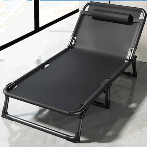 Sun Lounger Garden Chair Heavy Duty Adjustable Folding Chaise Lounge Chair with Adjustable Pillow Beach Chair for Adults 200kg Support Foldable Lawn Garden Recliner Chairs for Outdoor/Indoor