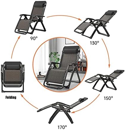 Zero Gravity Lounge Chair with Pillows & Massage Armrest – Adjustable Folding Recliner for Outdoor, Patio, Poolside, Beach – Durable Steel Frame (Brown)