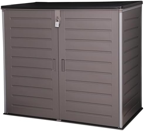 Olsen & Smith Wheelie Bin Storage Shed 1170L Extra Large XL Outdoor Garden Storage Boxes with Padlock - Plastic Shed Box Cabinet Cupboard - for 2x 230L Bins, Garden Tools, Bike Storage, Toys & More