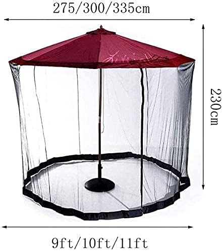 Outdoor Garden Umbrella Your Parasol into a Gazebo Garden Mosquito Cover Net Patio Umbrella Screen with Zipper Doorols for Indoor and Outdoor, Camping (Color : Black, Size : 275 X