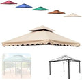 Umbrella Replacement Canopy, Gazebo Canopy Top Replacement, Double Tiered Waterproof Canopy Roof, 10'x10' Patio Umbrella Replacement Canopy, Sunshade With Air Vent(Khaki,400cm/13.1ft)