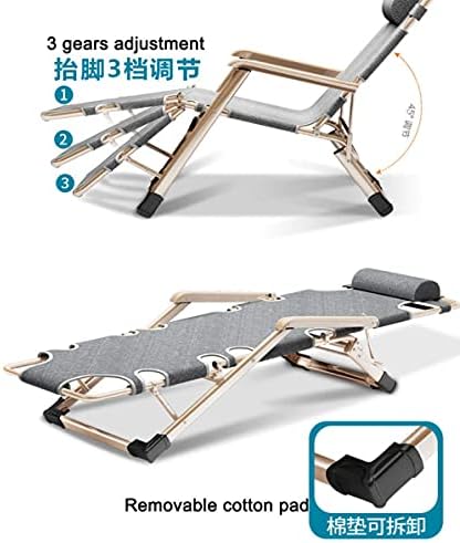 Sun Chair Lounger,Zero Gravity Office Nap Chair Folding Bed, Outdoor Lounge Patio Chairs Beach Chair With Pillow 3 Gear Adjustable Folding Recliner-Blue 1
