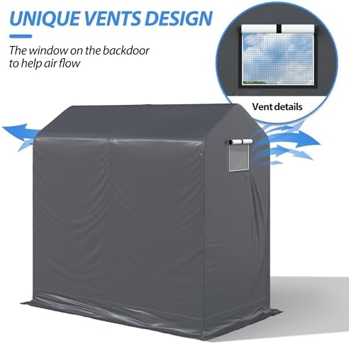 Outdoor Storage Shed 6 x 3Ft Heavy Duty Portable Storage Shelter with Roll-up Zipper Door for Bike, Mower, Garden Storage, CWG001