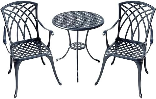 Hi-Line Gift Ltd. A Touch of Class- Black Cast Aluminium Bistro Set for Your Space