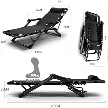 Balcony Office Relaxing Chair Reclining Sun Lounger Chair with Cushions Padded and Footrest for Garden Outdoor Camping Pool Beach Design | Black Folding Sunlounger Recliners Deck C Happy