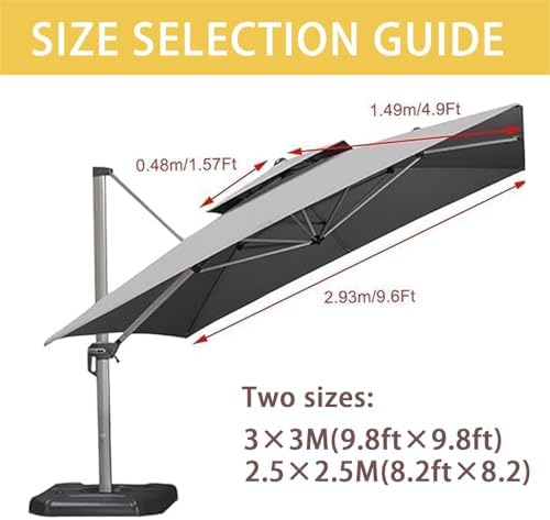 300x300cm Square Parasol Replacement Cover Waterproof Garden Canopy for Patio Pool Market Durable 8 Strut Gazebo Top 3x3M Green Outdoor Umbrella Canopy