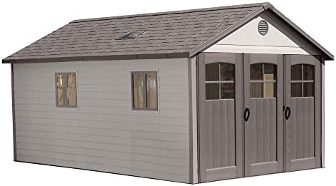 Lifetime 60236 11 x 18.5 ft (3.3 x 5.6 m) Extra-Wide Heavy-Duty Outdoor Storage Shed - Huge Capacity Garden Workshop - Steel-Reinforced Weatherproof HDPE - Tan