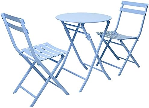 3 Piece Bistro Set - Foldable Patio Table and Chairs with Weather-Resistant - Outdoor Metal Patio Furniture Sets for Yard or Backyard