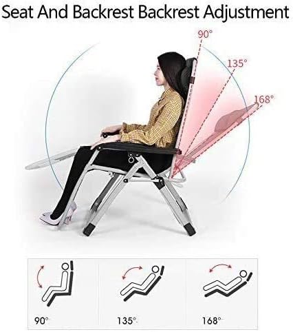Black Folding Chaise Longue, Reclining Sun Lounger Chair Folding Lounger Chair Outdoor Breathable Recliner with Adjustable Backrest for Camping, Patio, Lawn