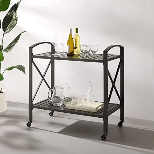 Crosley Furniture CO7390-BZ Kaplan Outdoor Metal Bar Cart, Oil Rubbed Bronze