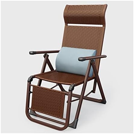 Portable Folding Chaise Lounge Chair - Adjustable Zero Gravity Recliner with Pillow, Woven Rattan, Steel Frame for Outdoor Pool, Beach, Patio, Lawn (Brown Color)