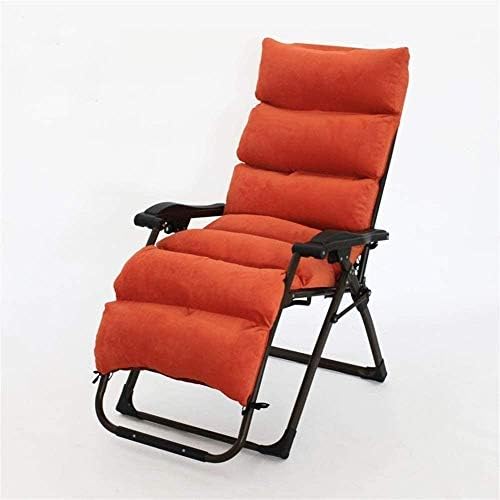 Sun Lounger Garden Chairs Patio Lounger Chair,Oversized Outdoor Folding Deck Chair Reclining Garden Chair Home Lounge Chair with Cotton PadSupport 260kg (Color, Light blue),Orange