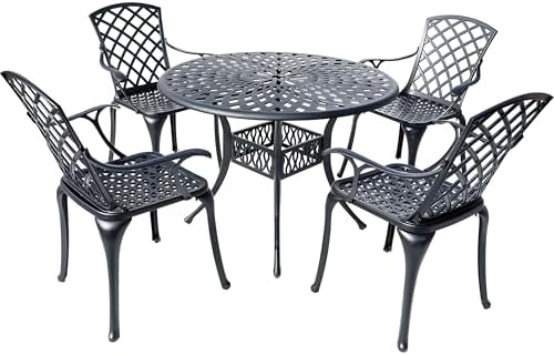 Hi-Line Gift Ltd. Timeless Beauty- Stylish Cast Aluminium Bistro Set in Black