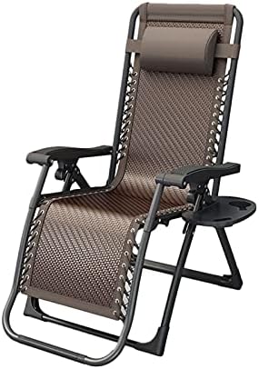 Zero Gravity Lounge Chair with Padded Seat, Adjustable Reclining Angle, Locking Mechanism, Includes Pillow & Side Cup Holder, Portable Folding Recliner, Supports Up to 350lbs (Color A)