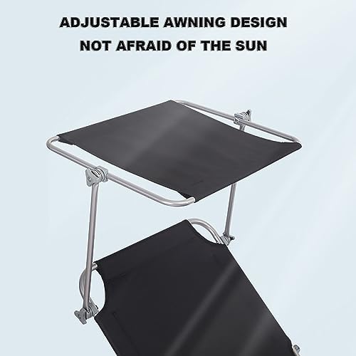 DOSSAE Outdoor Chaise Lounge,Patio Chaise Lounges,Patio Lounge Chairs,Lounger with Sun Shade and Mesh Back,with Adjustable Backrest,Garden Patio, Backyard, Poolside, Beach.