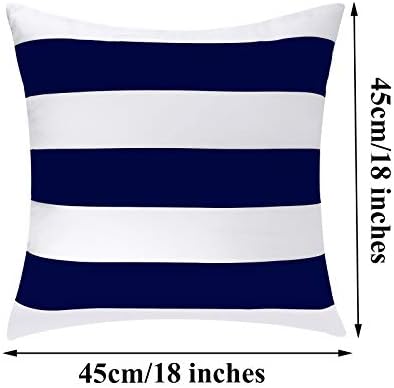 ANECO Pack of 4 Waterproof Pillow Covers Outdoor Throw Pillowcases Square Garden Cushion Case for Home, Garden, Patio,Navy Blue,18 x 18 Inches