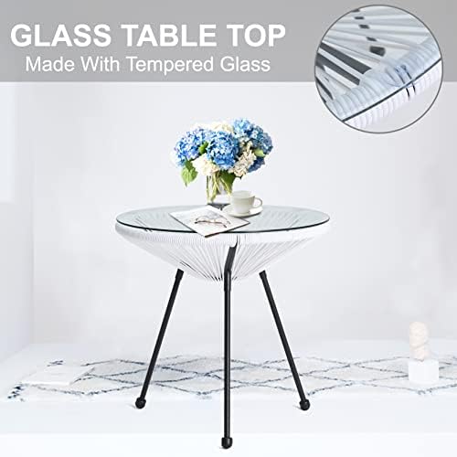 ABCCANOPY 3-Piece Patio Furniture Set,Acapulco Chair Conversation Bistro Set, Indoor&Outdoor All-Weather Patio Furniture Sets with Glass Top Table