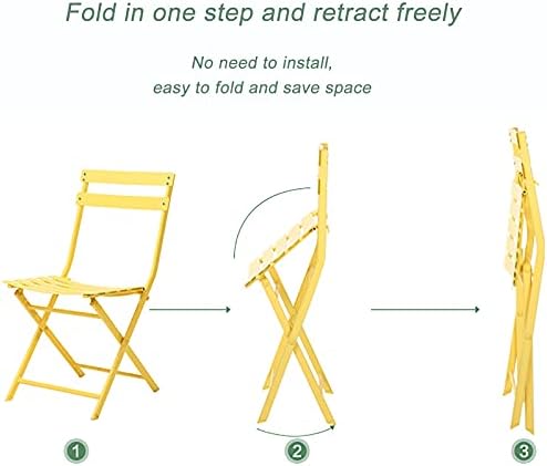 3 Piece Bistro Set - Foldable Patio Table and Chairs with Weather-Resistant - Outdoor Metal Patio Furniture Sets for Yard or Backyard