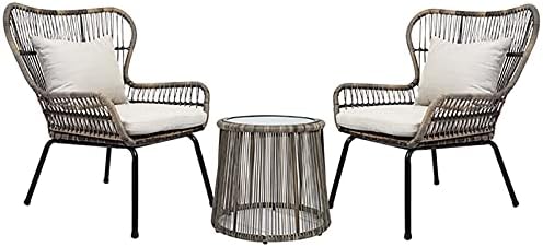 3 Pieces Patio Furniture Sets - Indoor Outdoor All-Weather Wicker Bistro Set, Garden Furniture Sets, Patio Conversation Sets, Cushions Included