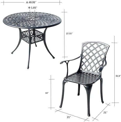 Hi-Line Gift Ltd. Timeless Beauty- Stylish Cast Aluminium Bistro Set in Black