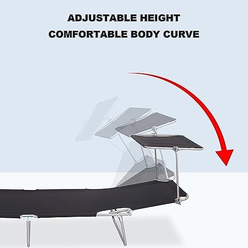 DOSSAE Outdoor Chaise Lounge,Patio Chaise Lounges,Patio Lounge Chairs,Lounger with Sun Shade and Mesh Back,with Adjustable Backrest,Garden Patio, Backyard, Poolside, Beach.