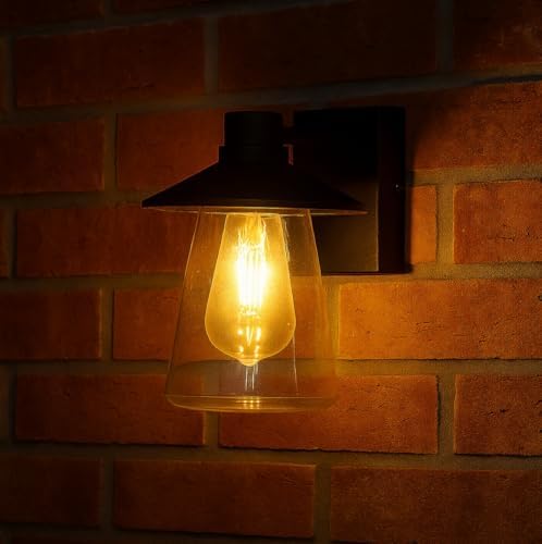 CGC Lighting Outdoor Outside Wall Light Traditional, E27 Bulb, Mains Powered, Garden, Porch, Patio (Black)