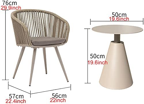 3 Piece Patio Bistro Set - Outdoor All Weather Woven Rope Patio Furniture Sets with Cushions - Patio Conversation Set for Balcony, Garden, Balcony, Deck, Backyard
