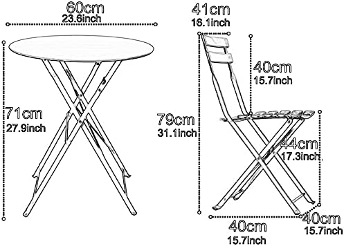 Patio Bistro Set - Outdoor Patio Furniture Sets - 3 Piece Foldable Patio Table and Chairs for Backyard Lawn Balcony