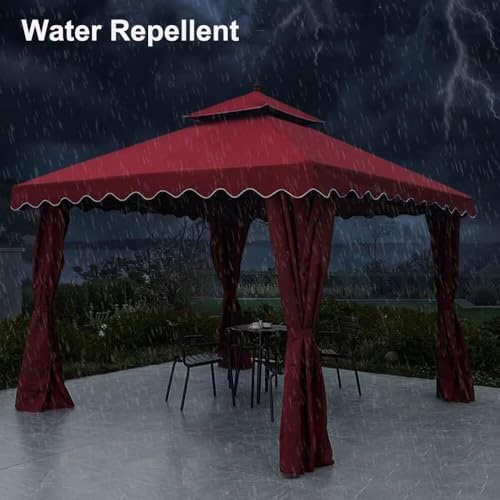 Umbrella Replacement Canopy, Gazebo Canopy Top Replacement, Double Tiered Waterproof Canopy Roof, 10'x10' Patio Umbrella Replacement Canopy, Sunshade With Air Vent(Khaki,400cm/13.1ft)