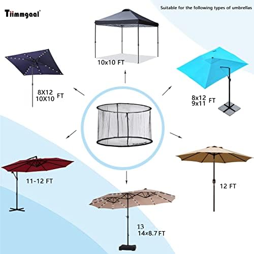 Tiimmgaal Mosquito Neting for 15FT Double-Sided Patio Umbrella Sunbrella Neting Double Zipper Water Pipe Bottom Used and for Patio Gazebo pop up canopy11x11 interchangeable