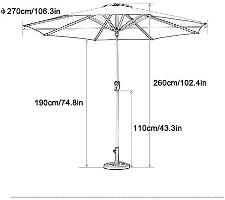 Parasol Umbrella Brown Gazebo Patio Umbrella, Last Longer Market Table Umbrella Without Base, Sturdy & Durable Outdoor Umbrella