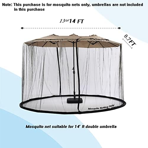 Tiimmgaal Mosquito Neting for 15FT Double-Sided Patio Umbrella Sunbrella Neting Double Zipper Water Pipe Bottom Used and for Patio Gazebo pop up canopy11x11 interchangeable